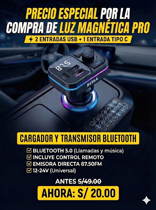 CARGADOR DE CELULAR Y TRANSMISOR BLUETOOTH